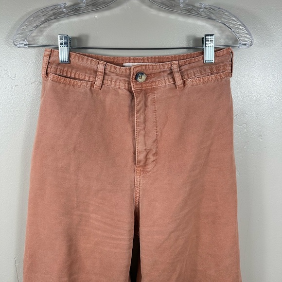 FREE PEOPLE WE THE FREE PATTI CROP COTTON PANTS IN ROSE PINK/BROWN SIZE 27 - Picture 4 of 7